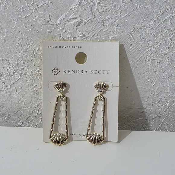 Kendra Scott 14k Gold Over Brass Shell Statement Drop Earrings - Picture 1 of 4